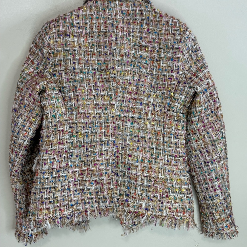 Alexia Admor Colorful pink, white Tweed Blazer gold accents in size 4 - Picture 6 of 11